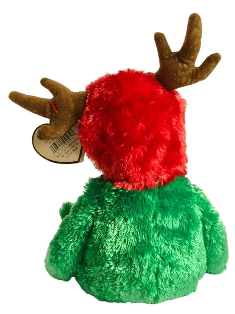 Ty Beanie Babies 2002 Holiday Teddy Bear Plush Antlers Santa Hat Festive Retired